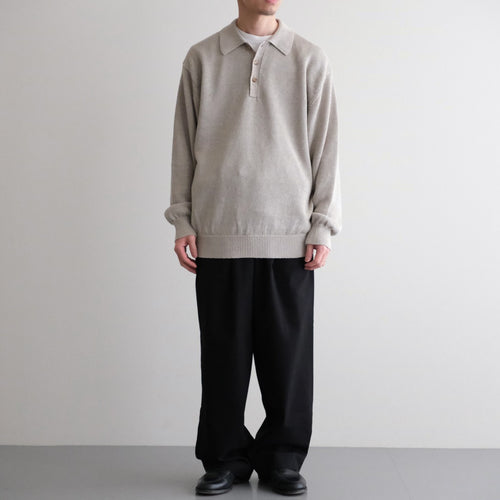 WASHED HIGH COUNT LINEN POLO #NATURAL [BN-26SM-022]