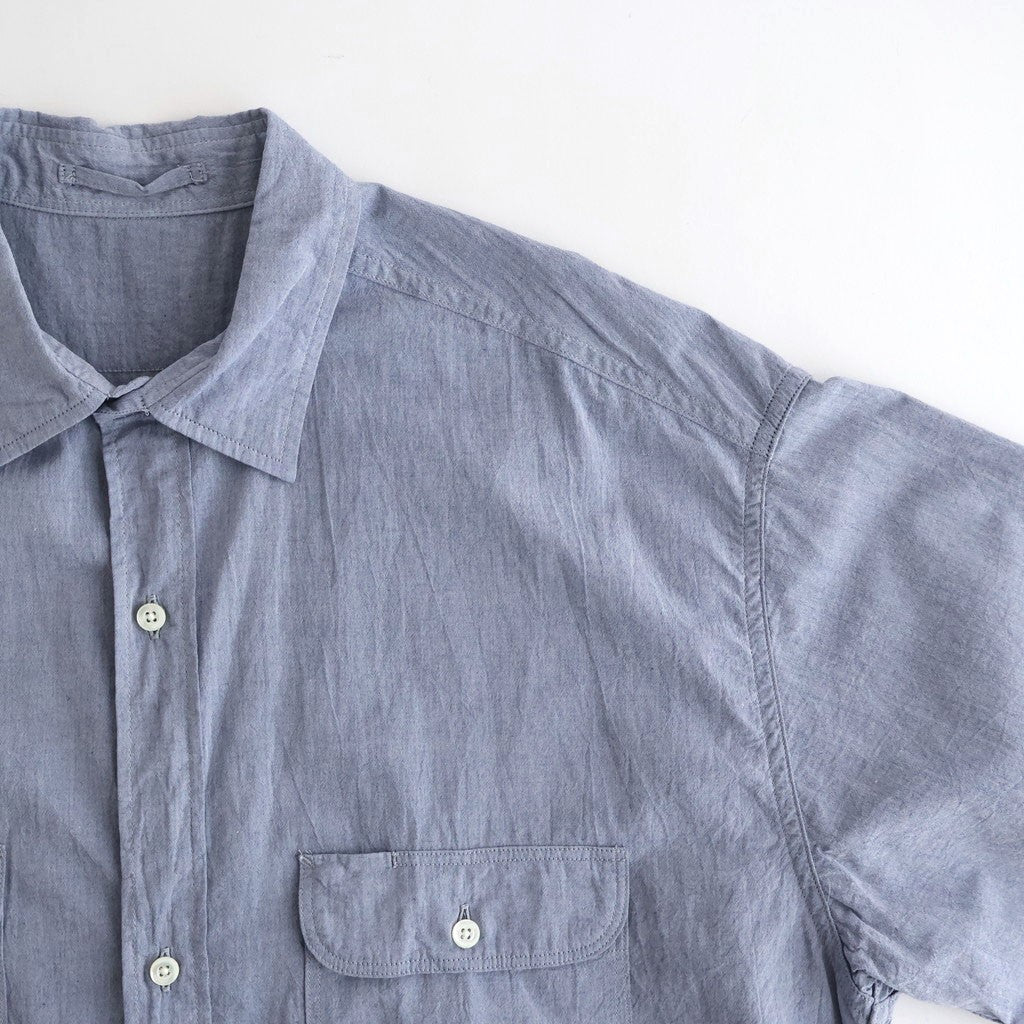 Hard Twist Chambray Work Shirt S/S #SaxeBlue [bROOTS26S4]