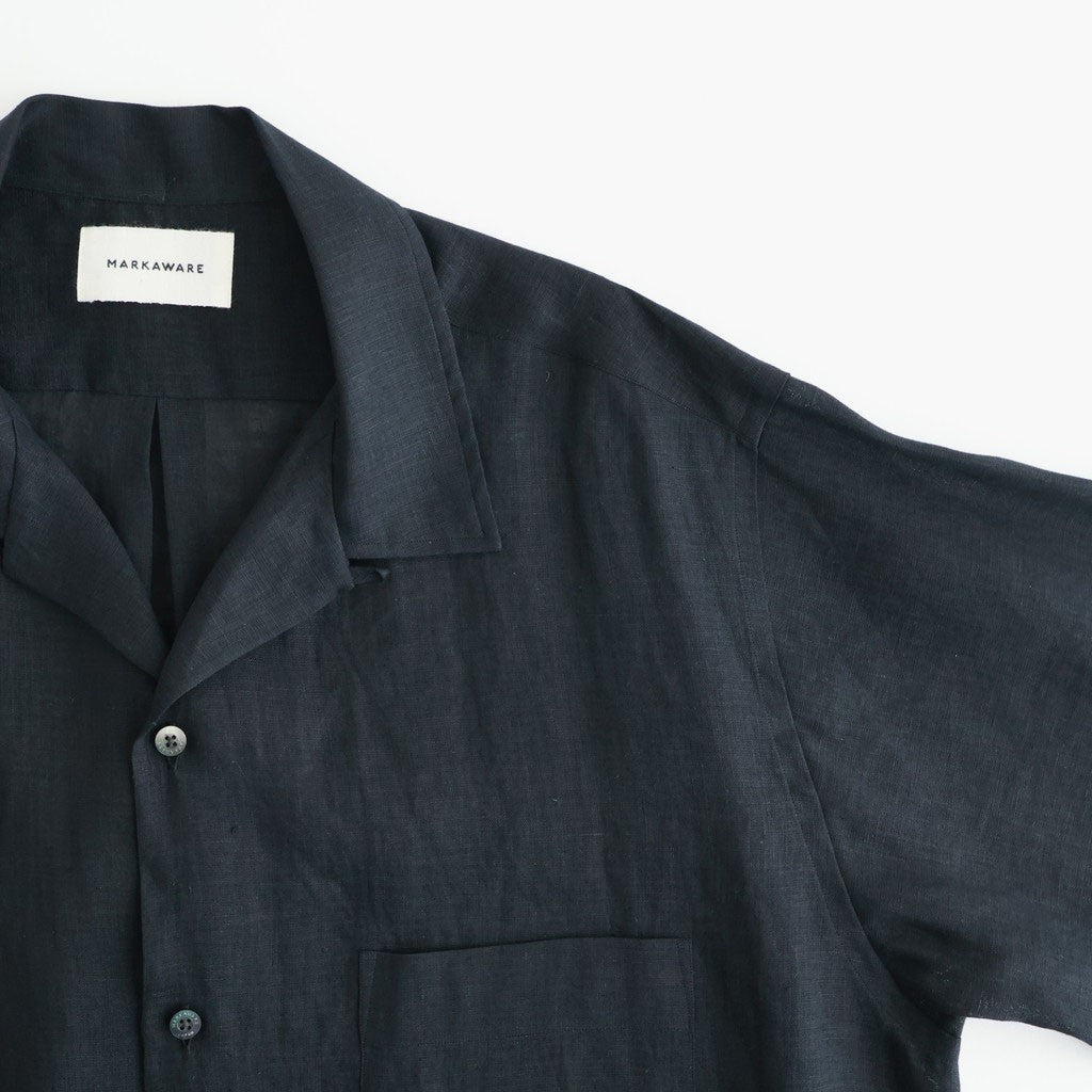 COMFORT FIT OPEN COLLAR SHIRT #BLACK [A26A22SH02C]