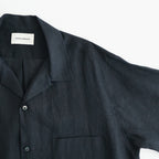 COMFORT FIT OPEN COLLAR SHIRT #BLACK [A26A22SH02C]