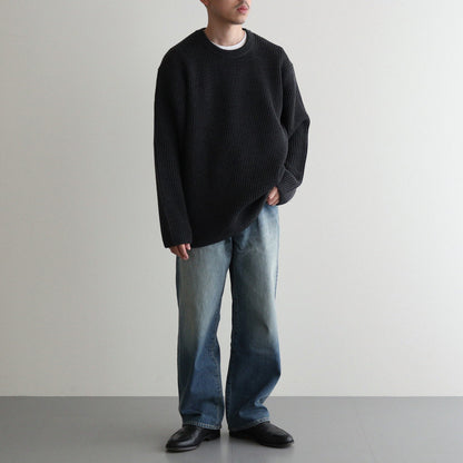 SOLID WOOL RIB CREW NECK #CHARCOAL [BN-24FM-042]