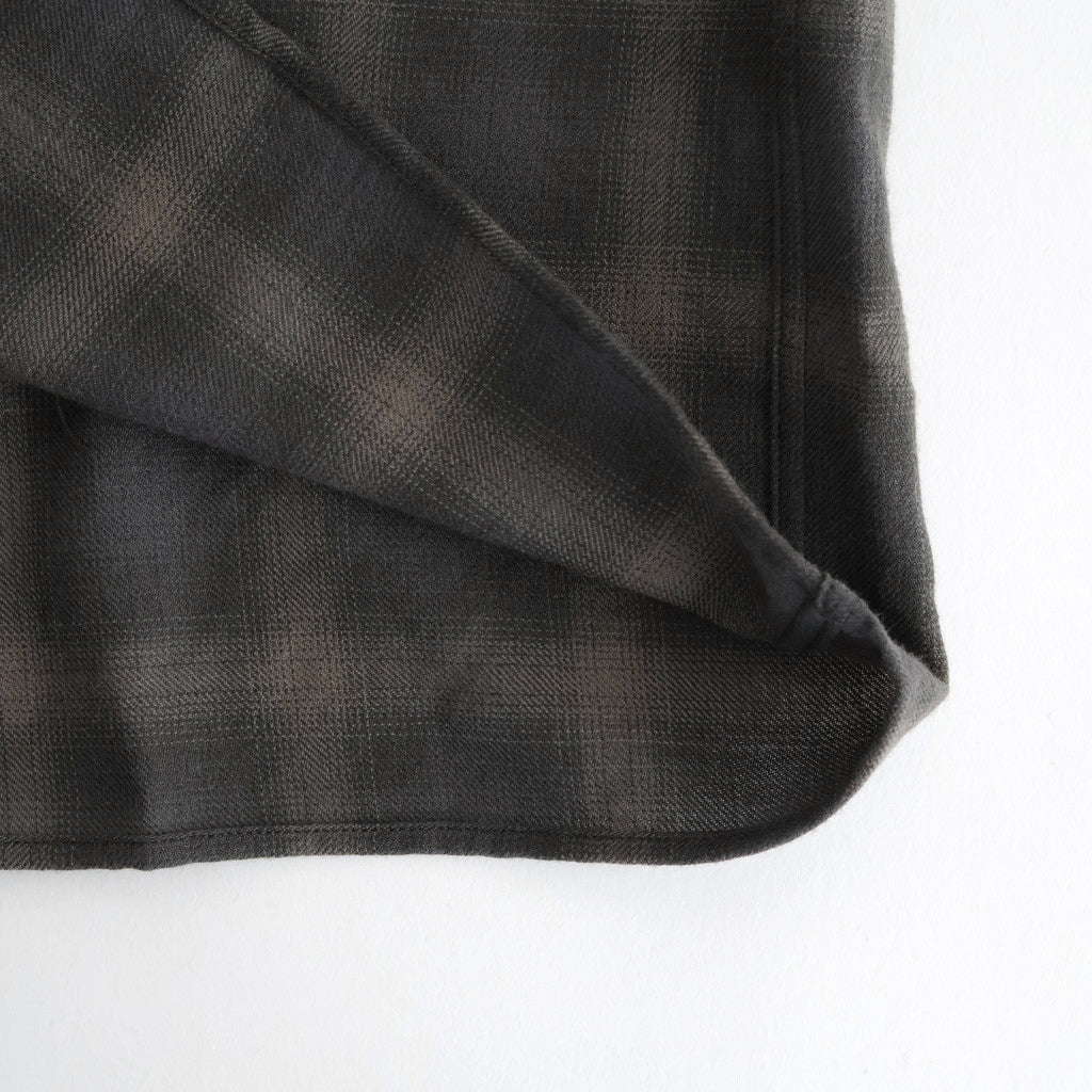 DOUBLE POCKET OPEN COLLAR L/S SHIRT #GRAY CHECK [M25C22SH02C]