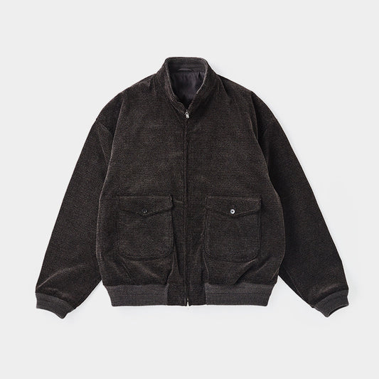 PRINTED CORDS MOTORING JACKET #SMOKE BROWN [242OJ-JK08]