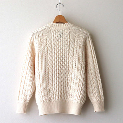 SOLID WOOL ARAN CREW NECK #IVORY [BN-24FL-035]