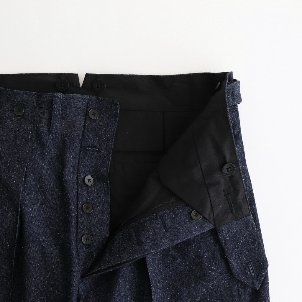 DOUBLE-PLEATED SMARTY TROUSER #INDIGO DENIM [251OJ-PT02]