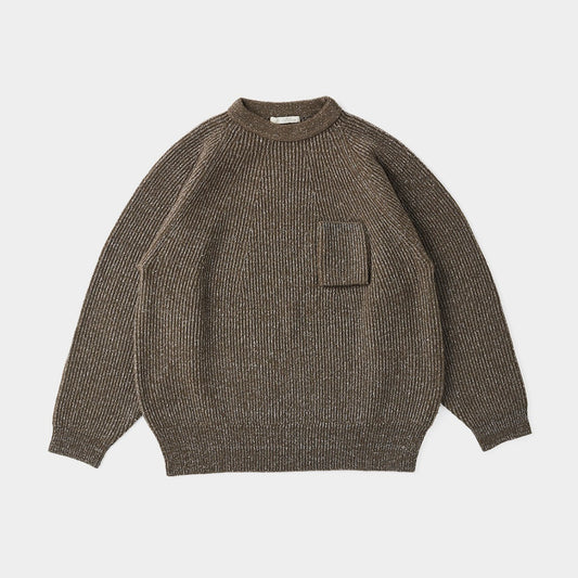 SILK NEP WOOL MOCK-NECK SWEATER #OLIVE STONE [242OJ-KN04]