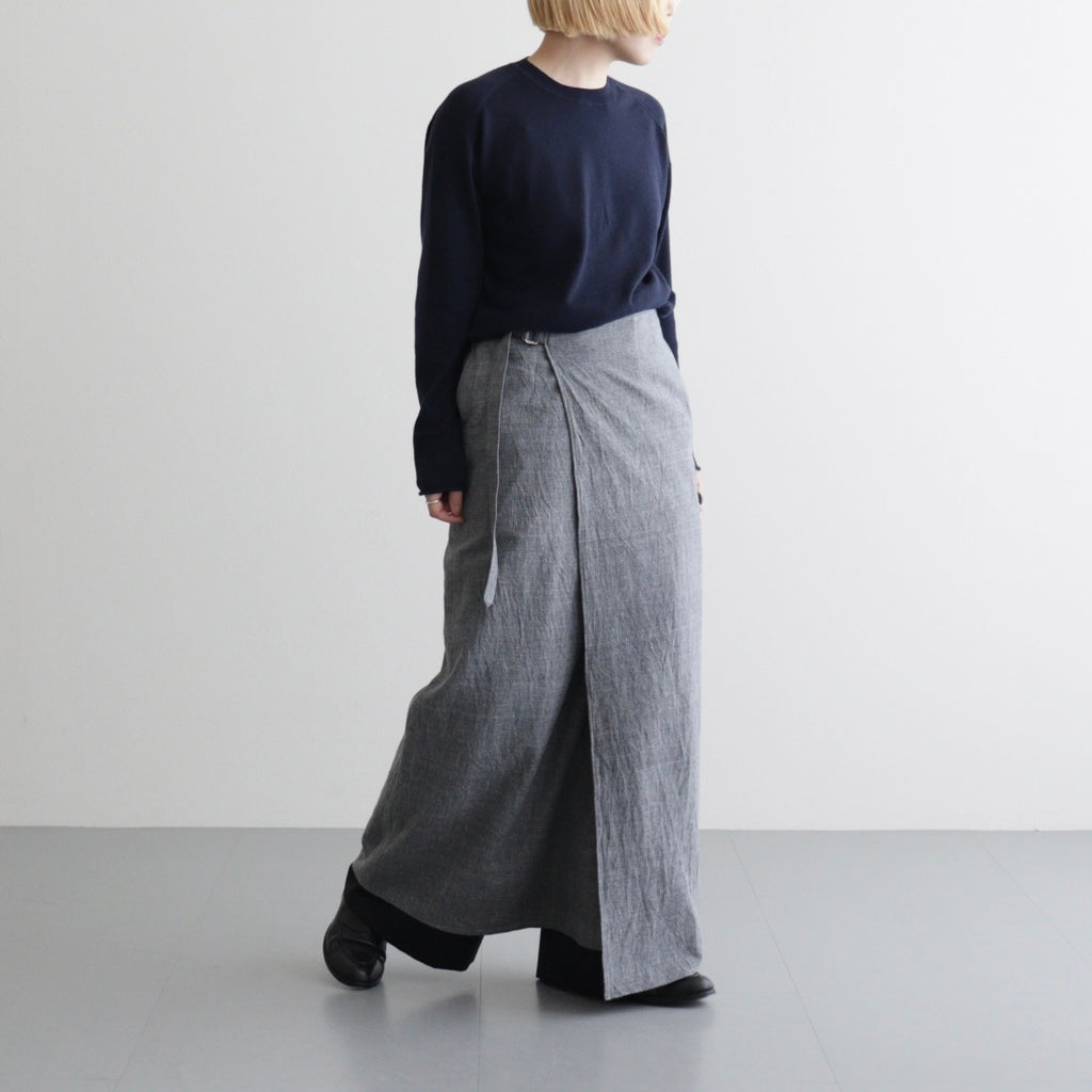 Mix Heather Cotton Wrap Belted Skirt #HeatherCharcoal [BHSW26S7HEG]