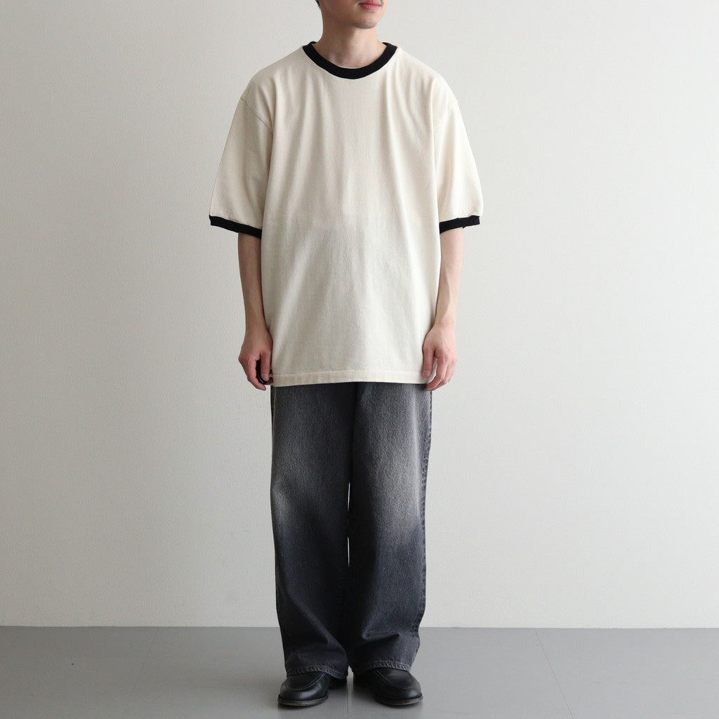 Co/Silk Nep Ringer Tee #Ivory-BODY×Black [BHS25S039]