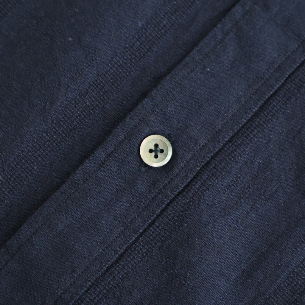 Grandad Collar Dobby Stripe Shirt #Navy [6061-1103]