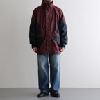 HOODED WIND BREAKER WAXFINISH #WINE/NAVY [DNS26B01-B]