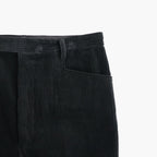 MIXED-WALE CORDUROY NOTUCK SLACKS #BLACK [26W-BIS-PT15]