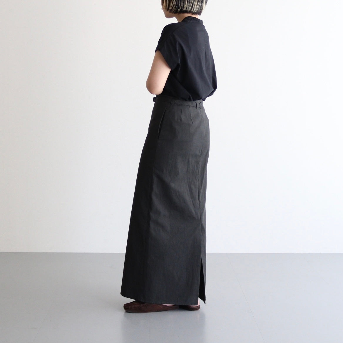 Cotton Serge Belted Skirt #InkBlack [BHSW25F7]
