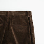 MIXED-WALE CORDUROY NOTUCK SLACKS #BROWN [26W-BIS-PT15]