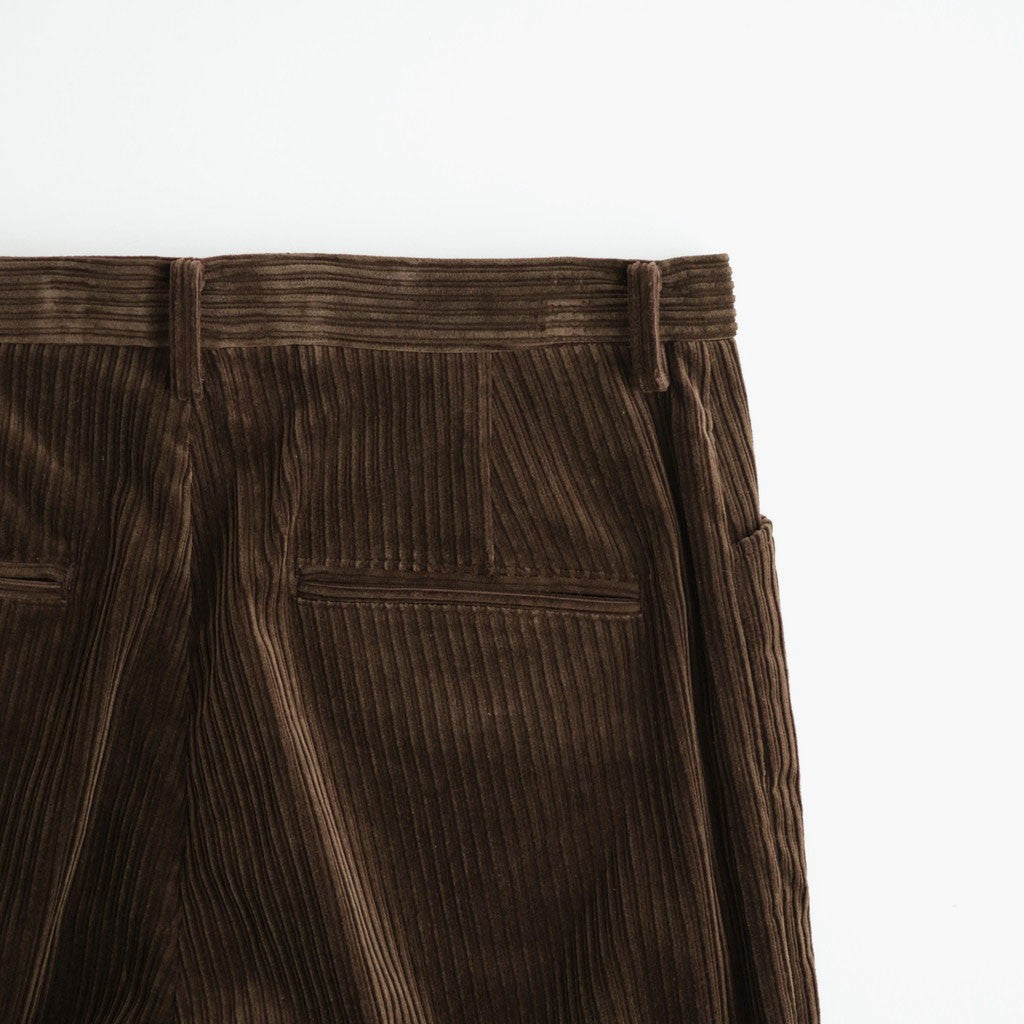 MIXED-WALE CORDUROY NOTUCK SLACKS #BROWN [26W-BIS-PT15]
