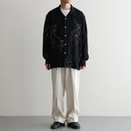 ORIGINAL PRINTED OPEN COLLAR SHIRTS (ANIMAL DRAWING) Long-sleeve #BLACK [261OJ-SH18]