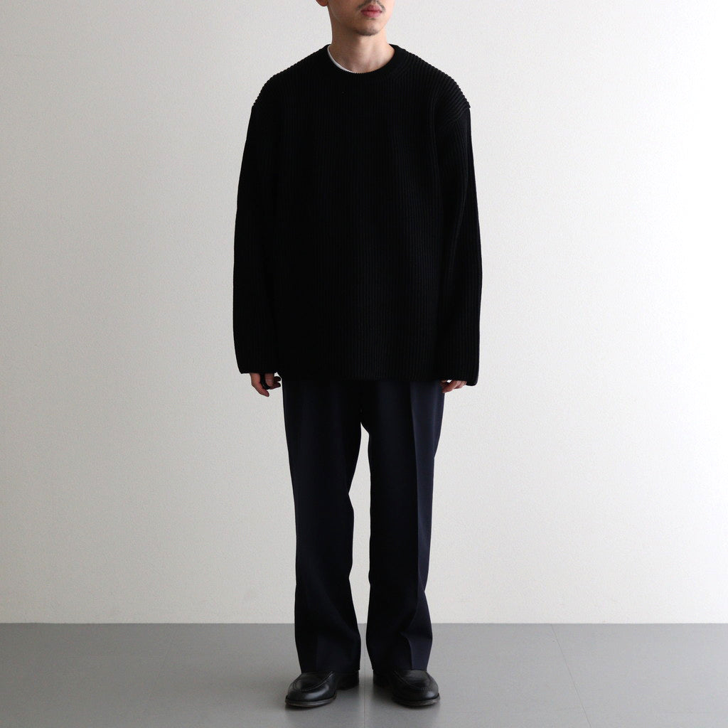 SOLID WOOL RIB CREW NECK #BLACK [BN-24FM-042]