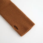 CASHMERE FOX FINGERHOLE BOAT NECK #CAMEL [BN-25FL-041]