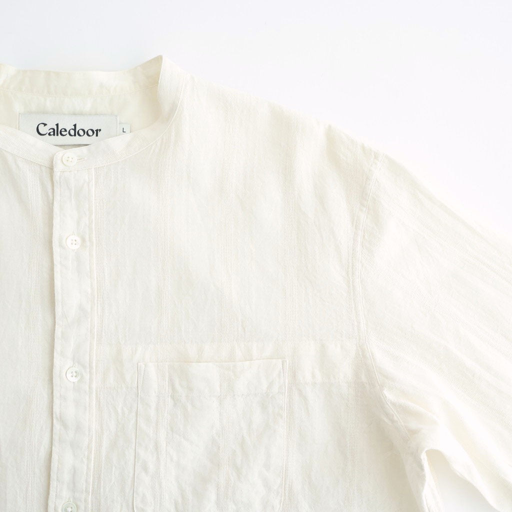 Grandad Collar Dobby Stripe Shirt #Off White [6061-1103]