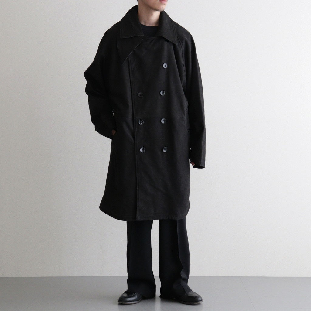DOUBLE BREASTED HALF COAT #BLACK [SH-60-C-NUBCK-3] - Diffusion