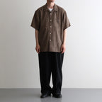 ORIGINAL PRINTED OPEN COLLAR SHIRTS (KASURI) Short-sleeve #MOCHA [261OJ-SH20]