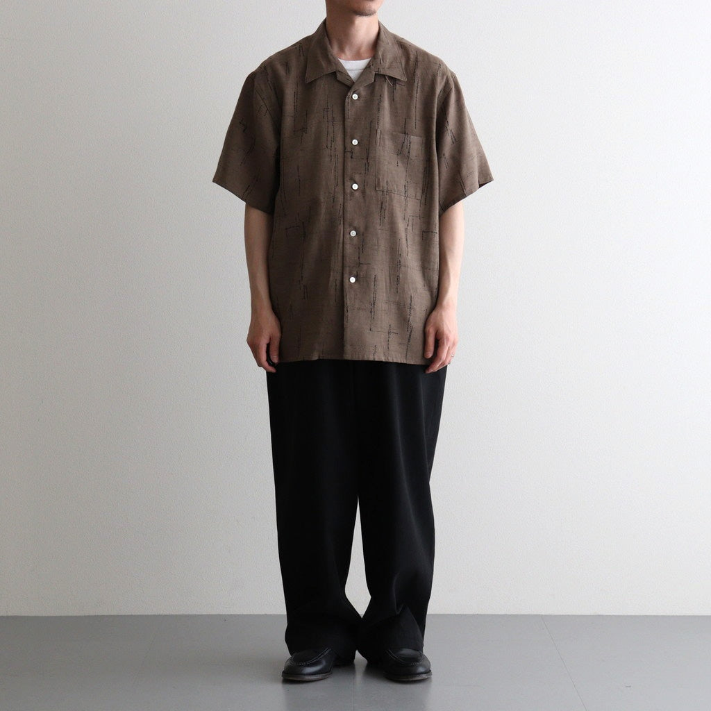 ORIGINAL PRINTED OPEN COLLAR SHIRTS (KASURI) Short-sleeve #MOCHA [261OJ-SH20]