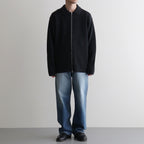 SOLID WOOL RIB POLO ZIP UP CARDIGAN #CHARCOAL BLUE [BN-25FM-044]