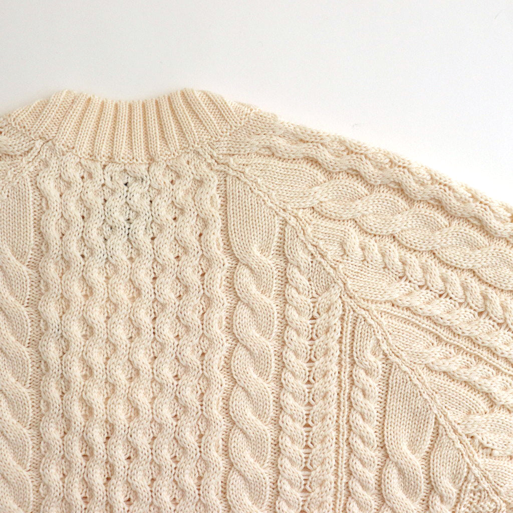 SOLID WOOL ARAN CREW NECK #IVORY [BN-24FL-035]