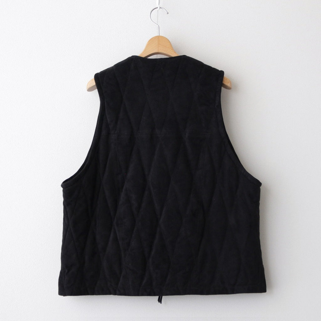 QUILTED VEST #BLACK [V-08-C-SUEDE-2]