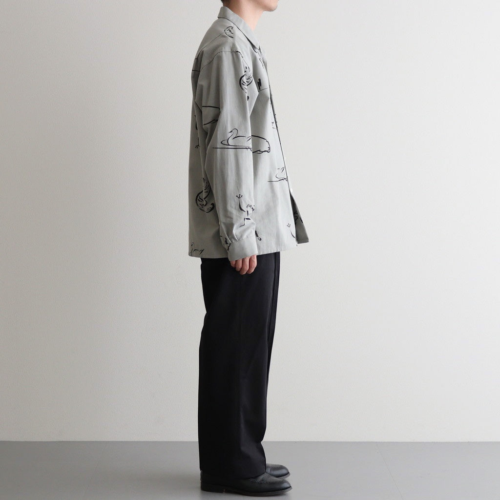 ORIGINAL PRINTED OPEN COLLAR SHIRTS (Animal Drawing) Long-sleeve #CELADONN [251OJ-SH18]