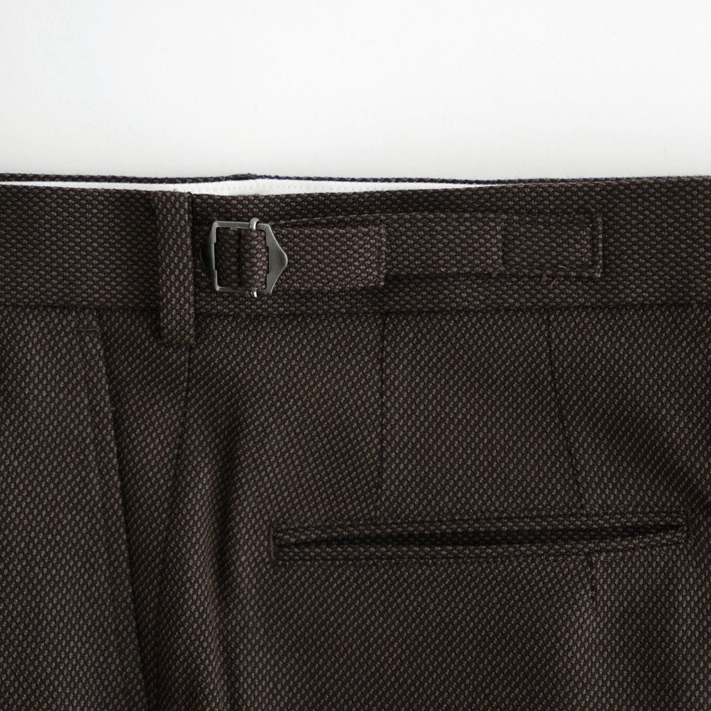 SINGLE PLEAT WIDE TROUSERS #BROWN BIRD’S-EYE [M26C10PT02C]