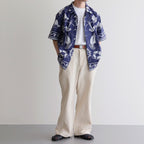OPEN COLLAR S/S SAILING SHIRT-FISHTEIL #PURPLE NAVY [2004022]