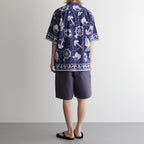 OPEN COLLAR S/S SAILING SHIRT-FISHTEIL #PURPLE NAVY [2004022]