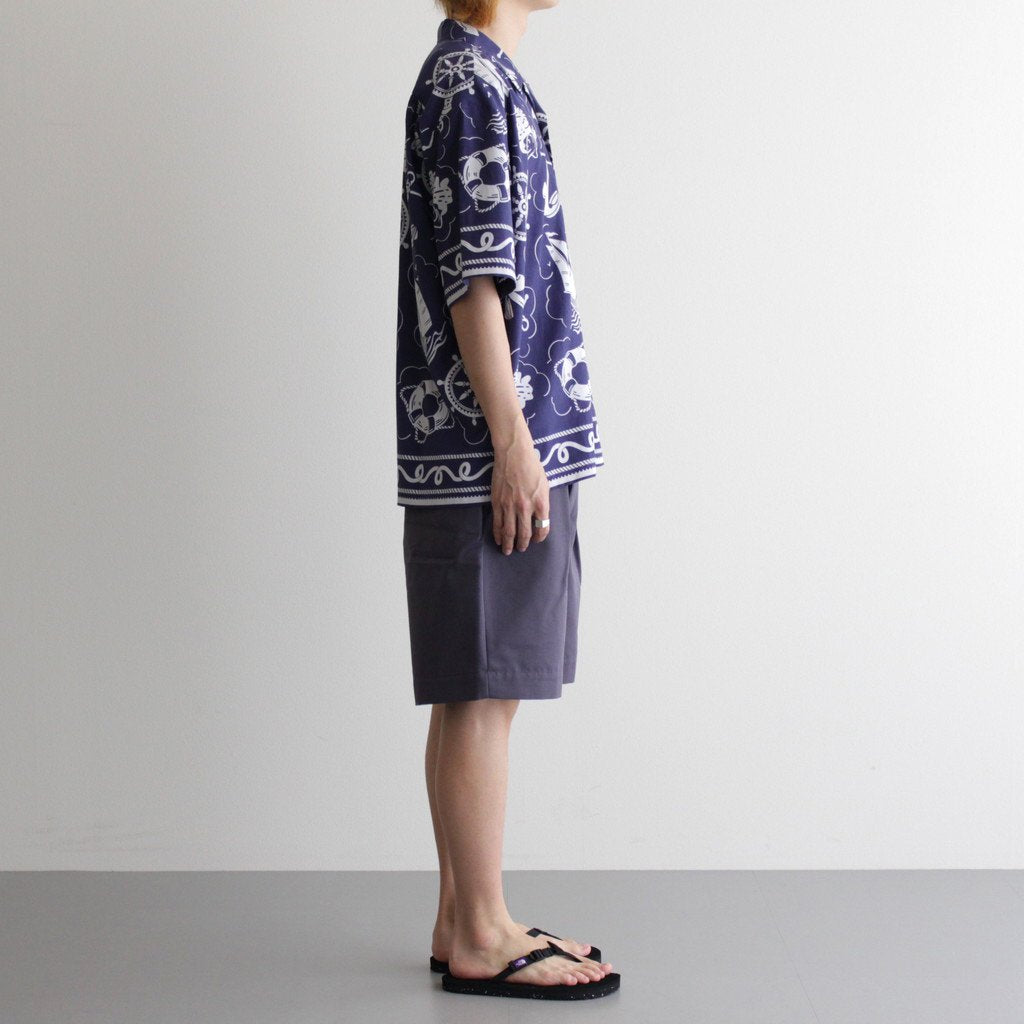 OPEN COLLAR S/S SAILING SHIRT-FISHTEIL #PURPLE NAVY [2004022]