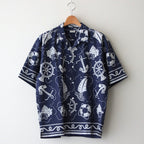 OPEN COLLAR S/S SAILING SHIRT-FISHTEIL #PURPLE NAVY [2004022]