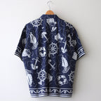 OPEN COLLAR S/S SAILING SHIRT-FISHTEIL #PURPLE NAVY [2004022]