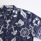 OPEN COLLAR S/S SAILING SHIRT-FISHTEIL #PURPLE NAVY [2004022]