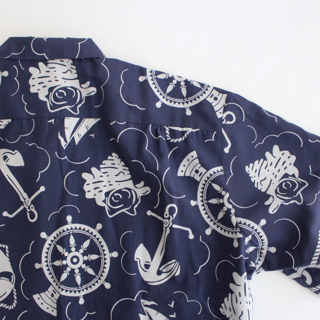 OPEN COLLAR S/S SAILING SHIRT-FISHTEIL #PURPLE NAVY [2004022]