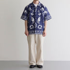 OPEN COLLAR S/S SAILING SHIRT-FISHTEIL #PURPLE NAVY [2004022]