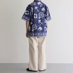 OPEN COLLAR S/S SAILING SHIRT-FISHTEIL #PURPLE NAVY [2004022]