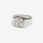 NADALL SQUARE SIGNET RING / STAMPED #SILVER/WHITE FINISH [OJ-AC10]