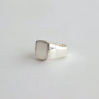 NADALL SQUARE SIGNET RING / STAMPED #SILVER/WHITE FINISH [OJ-AC10]
