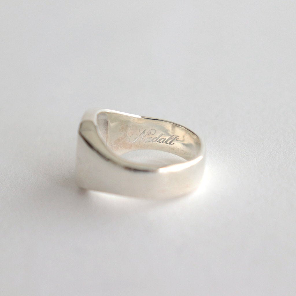 NADALL SQUARE SIGNET RING / STAMPED #SILVER/WHITE FINISH [OJ-AC10]