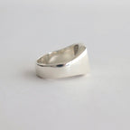NADALL SQUARE SIGNET RING / STAMPED #SILVER/WHITE FINISH [OJ-AC10]