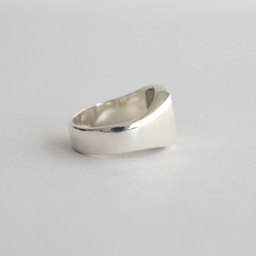 NADALL SQUARE SIGNET RING / STAMPED #SILVER/WHITE FINISH [OJ-AC10]