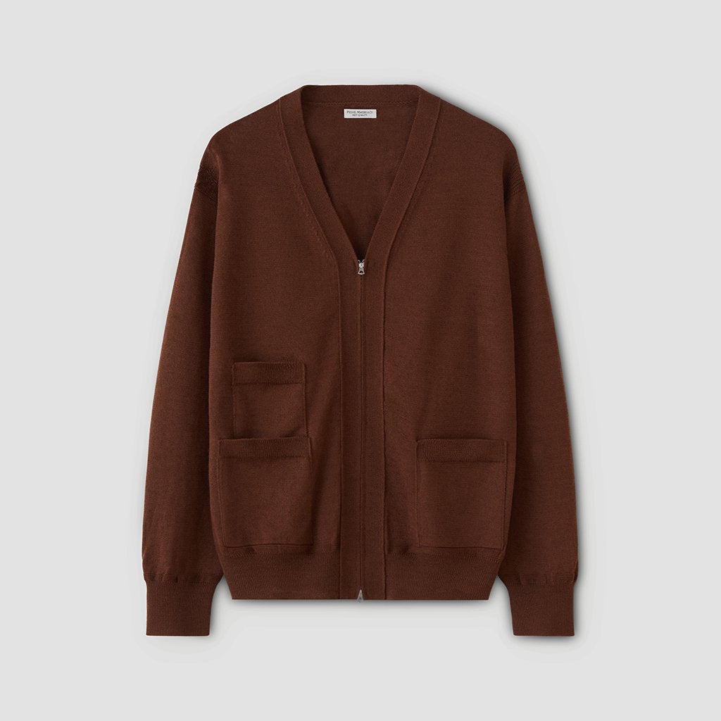 W/L ZIP UP KNIT #CHESTNUT [PMAO-KN02]