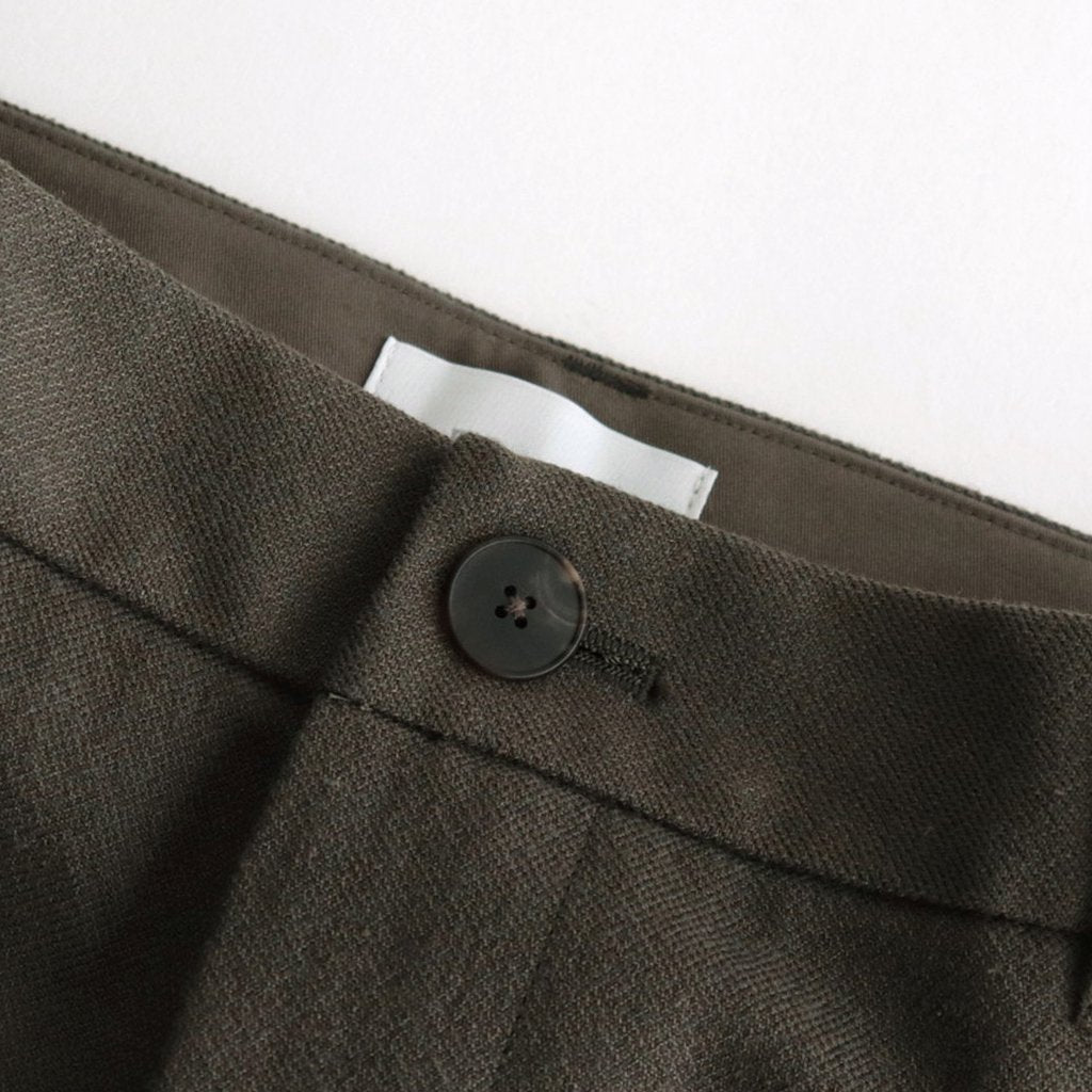 WOOL / SILK / COTTON TWILL WIDE TAPERED TROUSERS #KHAKI [PHTR