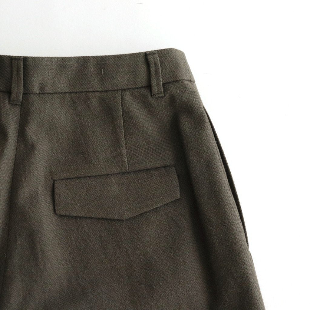 WOOL / SILK / COTTON TWILL WIDE TAPERED TROUSERS #KHAKI [PHTR