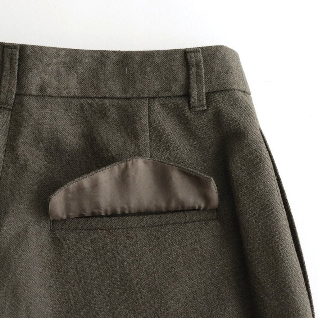 WOOL / SILK / COTTON TWILL WIDE TAPERED TROUSERS #KHAKI [PHTR