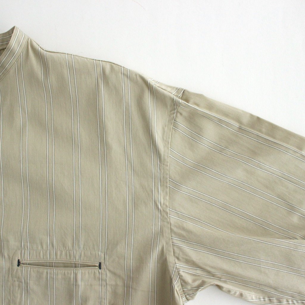 BAND COLLAR STRIPE SHIRT #IVORY [ET-162C]