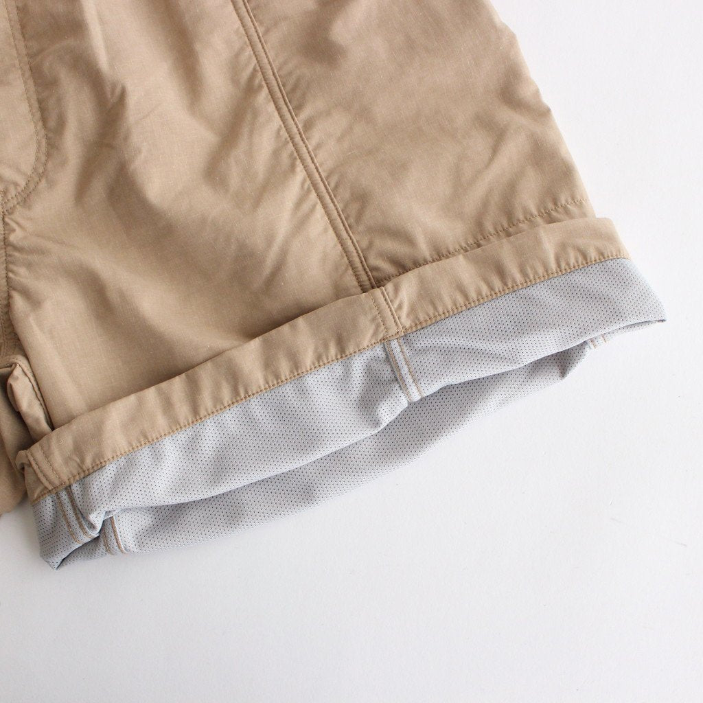 POLYESTER LINEN FIELD SHORTS #BEIGE [NT4304N]